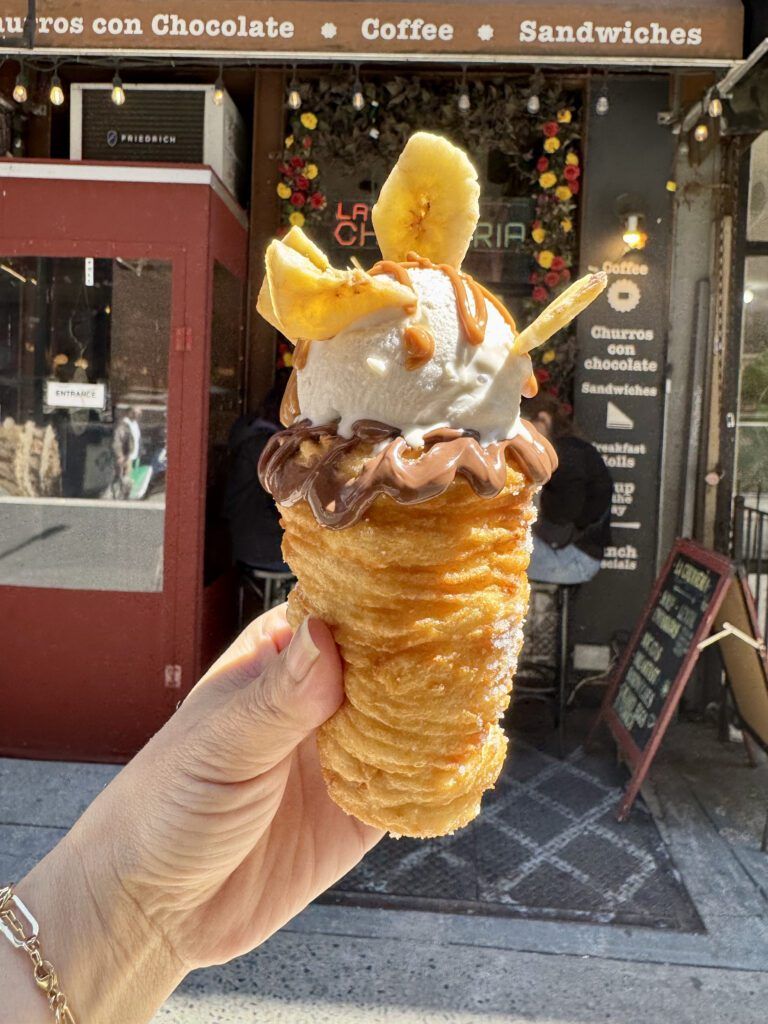 BANANA ICE CREAM CONE, at La Churreria NYC